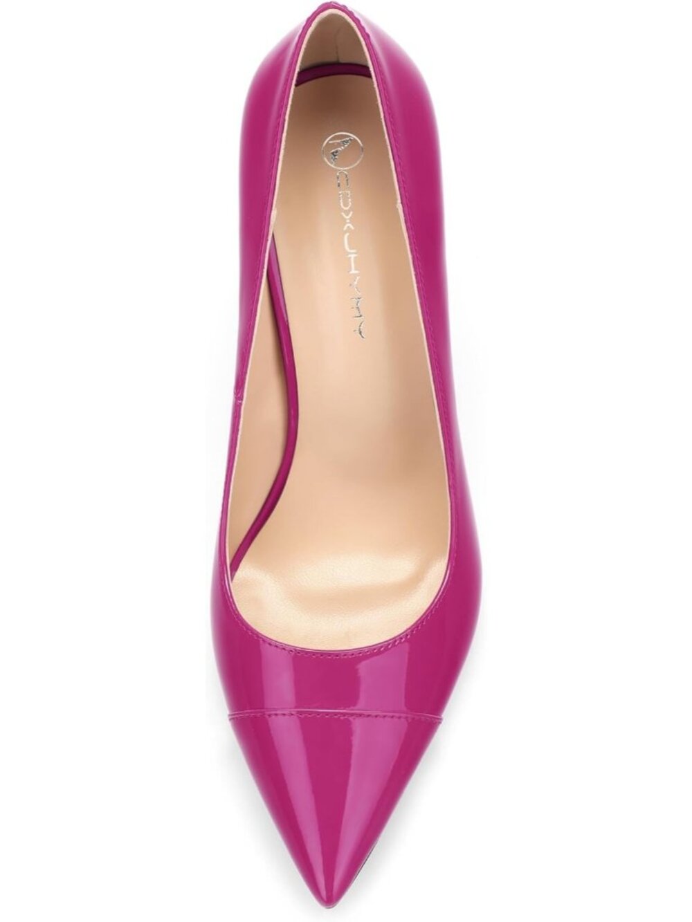 Women's Magenta Patent Pointed Toe High Heels Slip On Pumps Street Banquet Shoes - Picture 3 of 5
